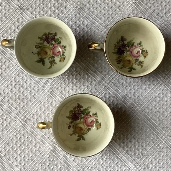 Set 6 Vintage KPM Royal Ivory Floral Turquoise Blue Demitasse Saucer 6 Pc - Picture 9 of 12